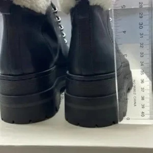 BNIB Marc Fisher Pierson Hiking/Moto Platform Warm Faux fur Boot Black - Picture 4 of 7